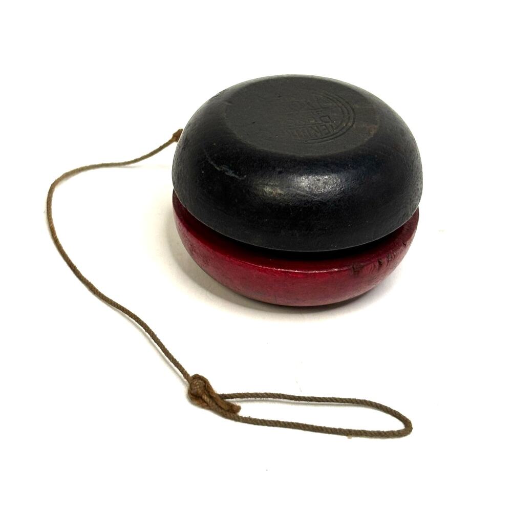 Vintage Duncan Junior Yo-Yo Wooden Black Red 1930s-50s Collectible Toy